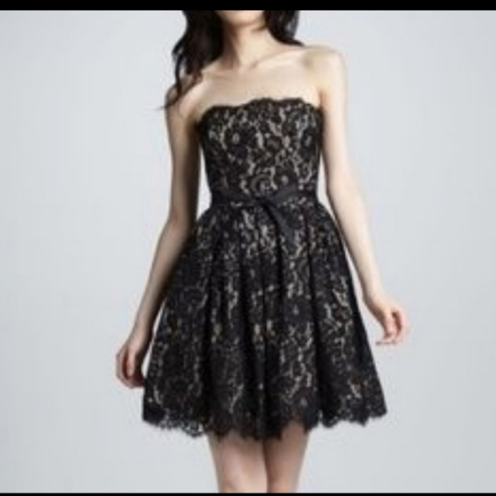 Robert Rodriguez for Neiman Marcus strapless lace special occasion dress